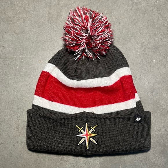 '47 Men's NHL Las Vegas Golden Knights Striped Pom Winter Beanie‎ Hat OSFM - Picture 1 of 3